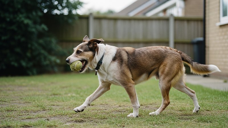 A relaxed, happy dog playing — the result of reward-based behavior work